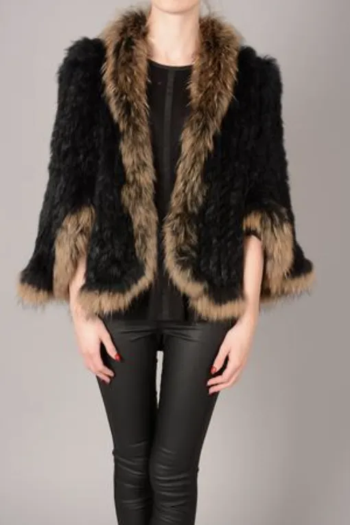 FOX & CONEY FUR JACKET BLACK MOCHA