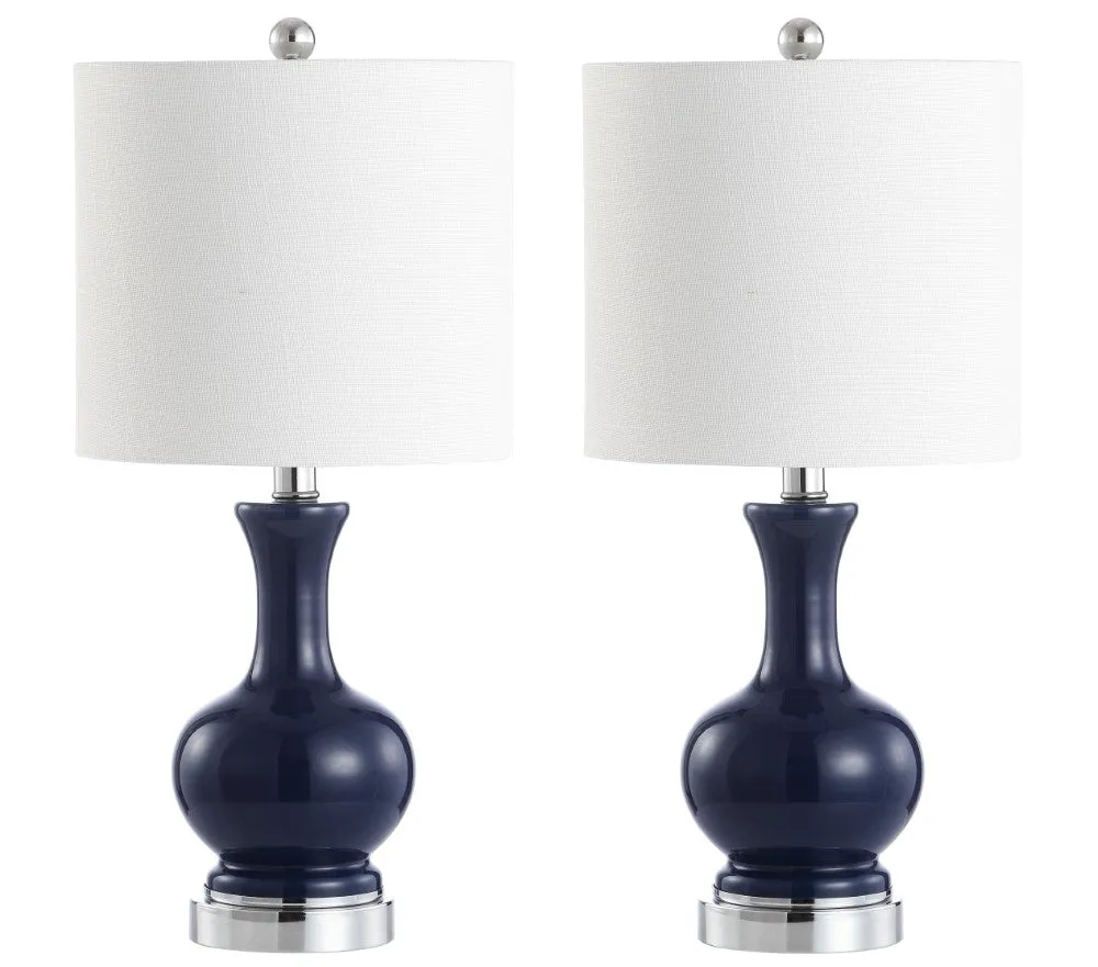 Foxglove 22" Glass/Metal LED Table Lamp, Set of 2