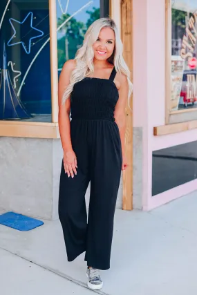 Free And Easy Cropped Jumpsuit - Black