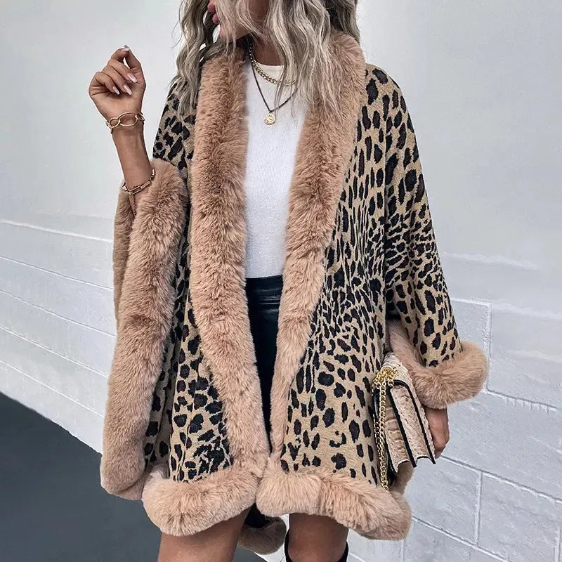 Fur Collar Cape Cardigan For Women