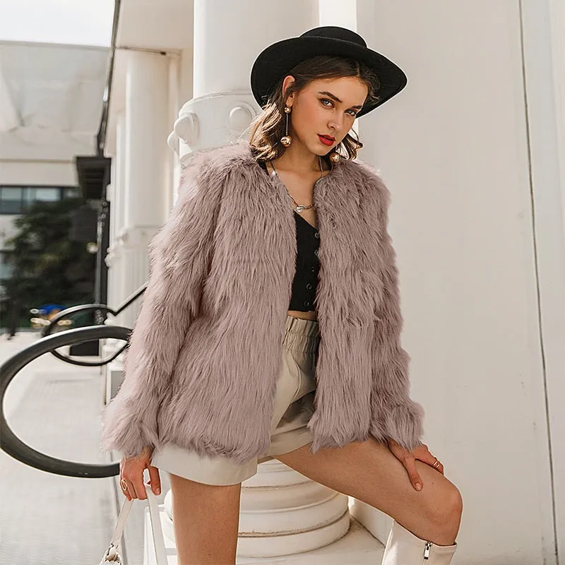 Furry Faux Fur Coat