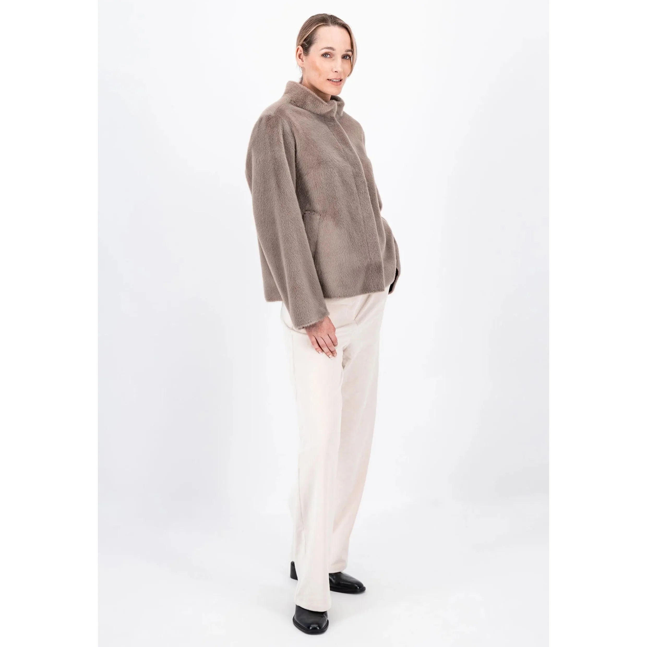 Fynch-Hatton Faux Fur Jacket in Taupe 24095821