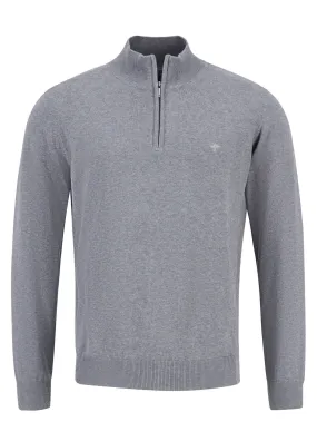 FYNCH HATTON Troyer 1/4 Zip Soft Cotton Knit - Men's – Steel