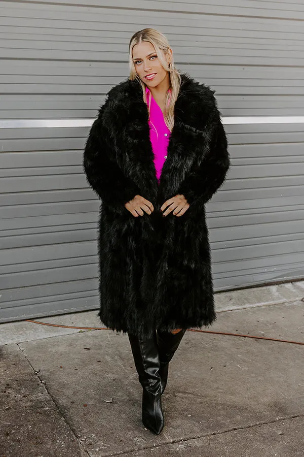 Gala Nights Faux Fur Coat In Black