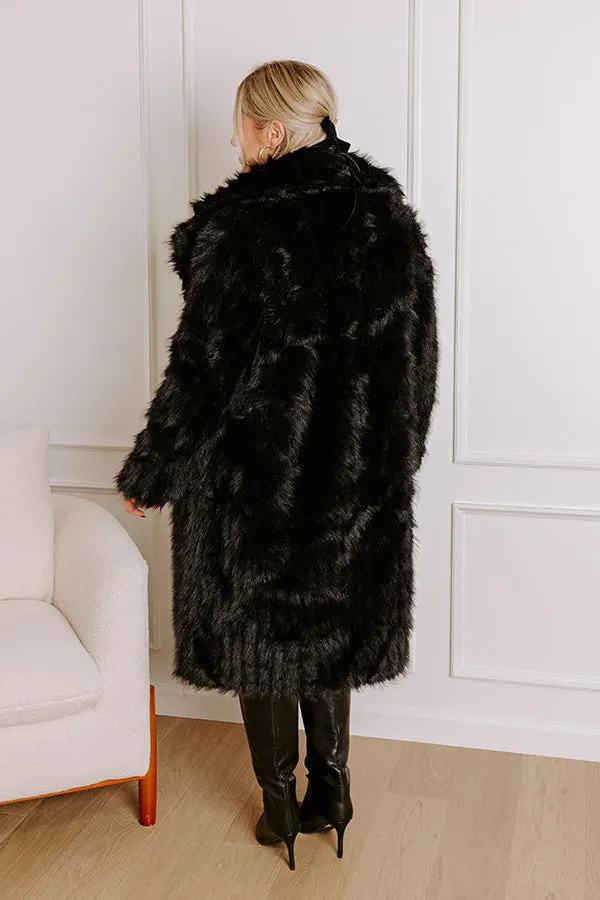 Gala Nights Faux Fur Coat In Black