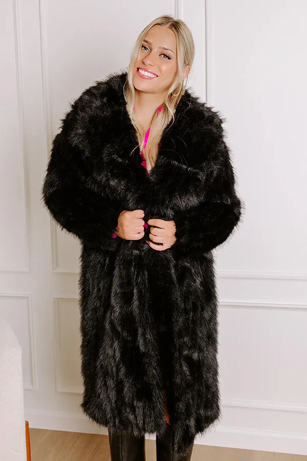 Gala Nights Faux Fur Coat In Black