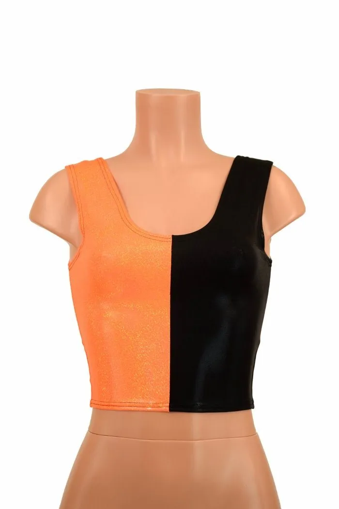 Harlequin Black & Orange Tank Crop