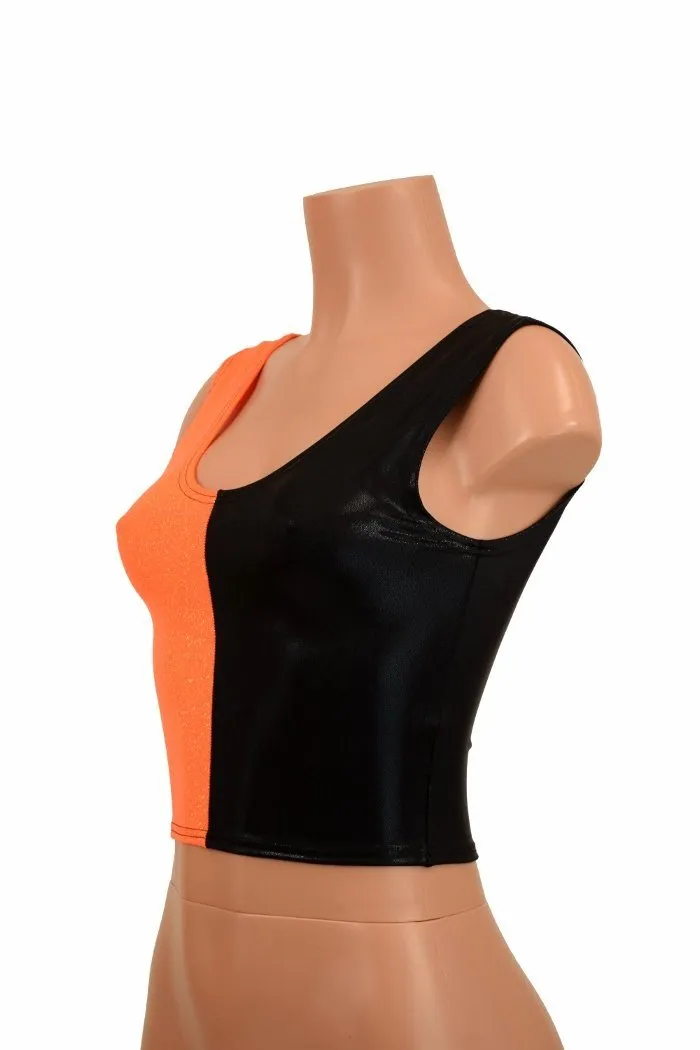 Harlequin Black & Orange Tank Crop