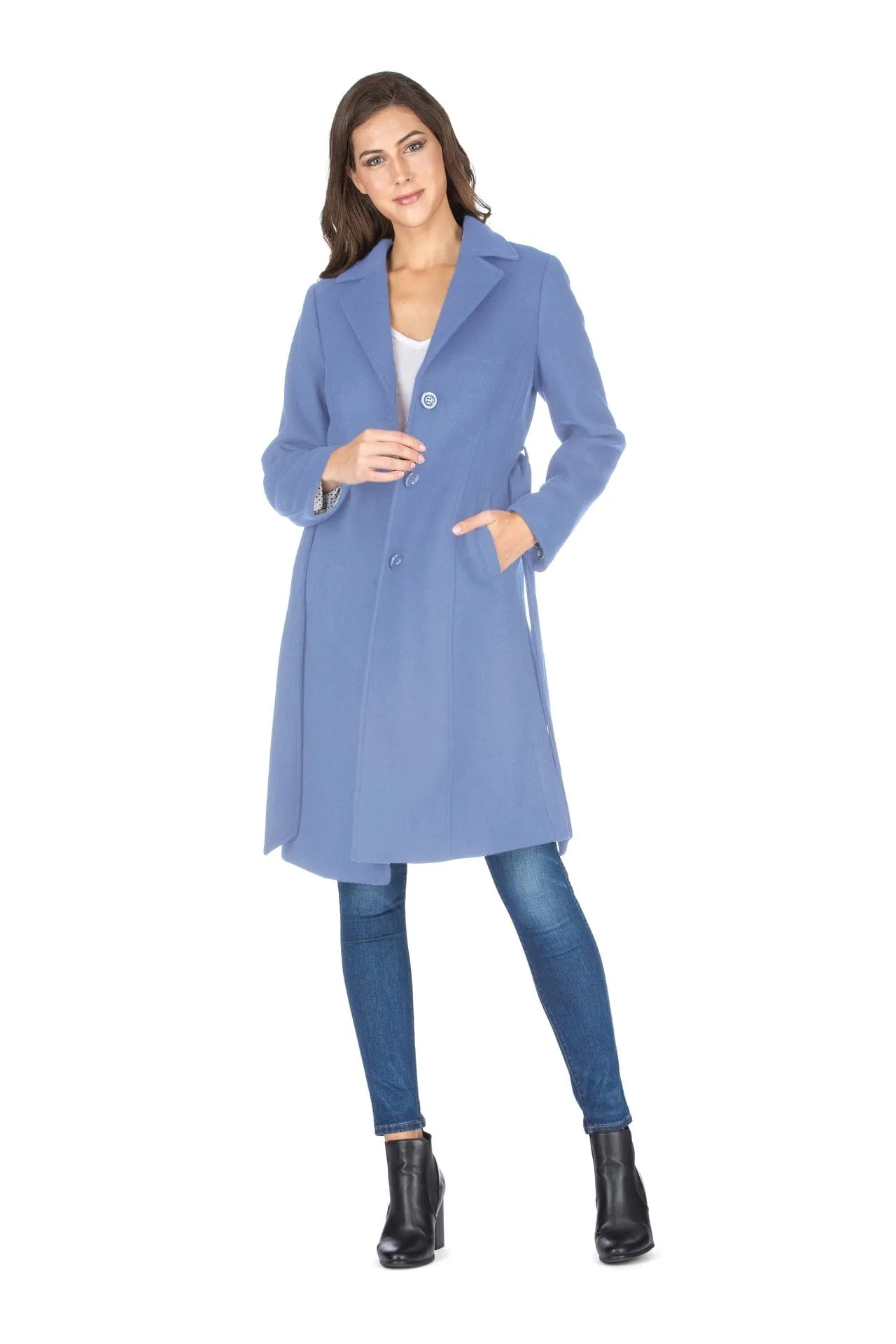 Haute Edition Women's 3/4 Length Belted Robe Pea Coat