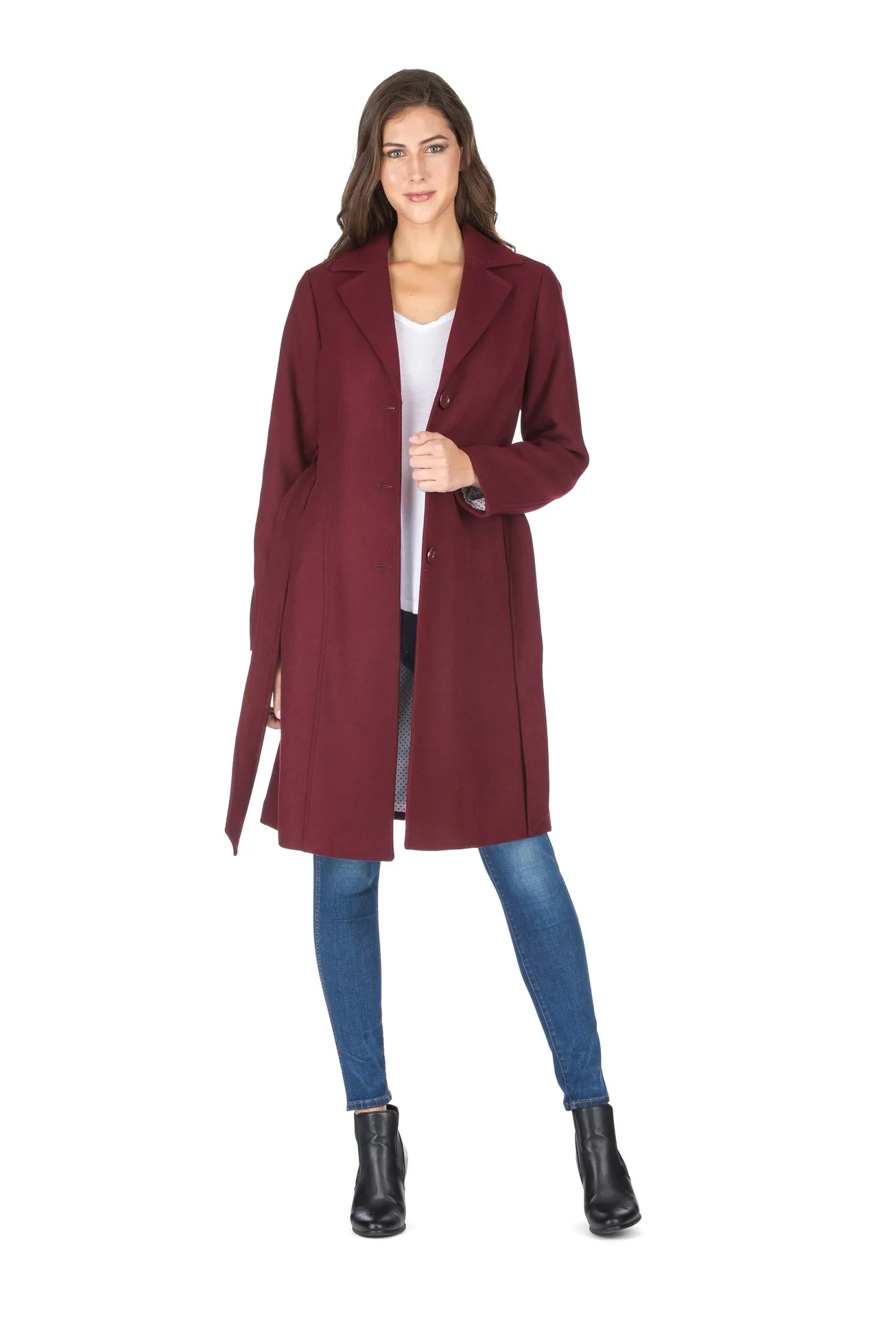 Haute Edition Women's 3/4 Length Belted Robe Pea Coat