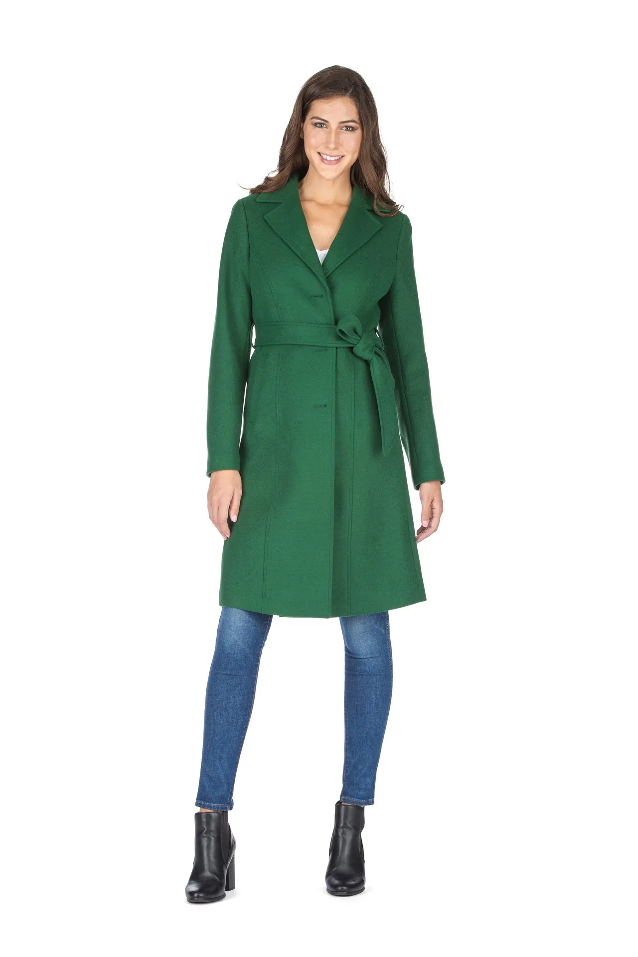 Haute Edition Women's 3/4 Length Belted Robe Pea Coat