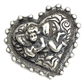 Heart with Cupid Pewter Button, 1" Shank Back 25mm USA-Made  # SW-310