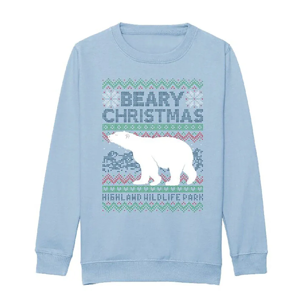 Highland Wildlife Park Polar Bear Christmas Jumper - Sky Blue