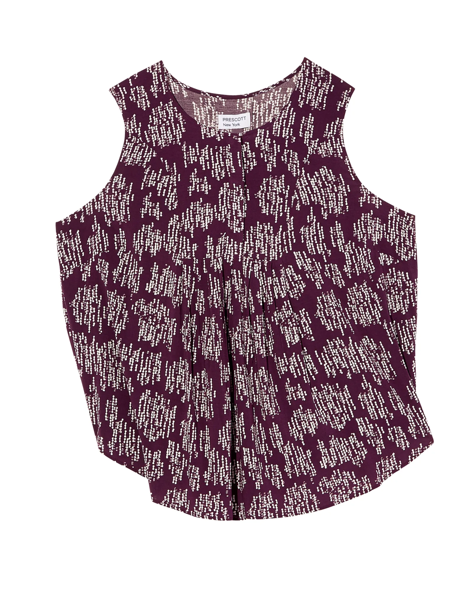 Honora Sleeveless Printed Blouse with Pleats | Purple