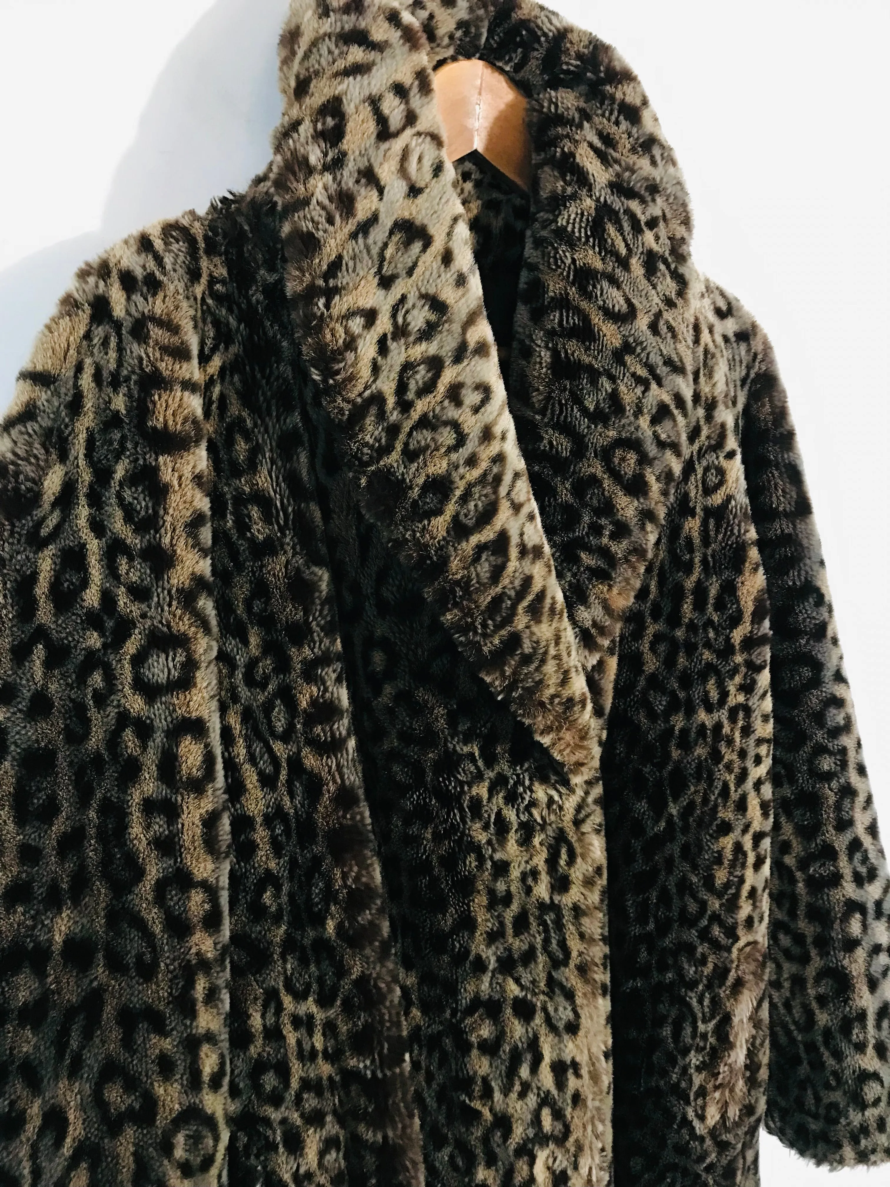 House of Fraser Women's Faux Fur Leopard Print Overcoat Coat | M UK10-12 | Brown