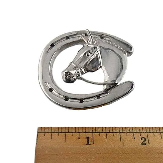 Hunter Jumper Horse Head Horseshoe Belt Buckle