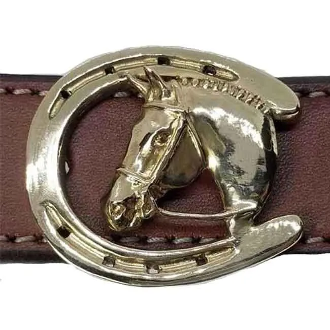 Hunter Jumper Horse Head Horseshoe Belt Buckle