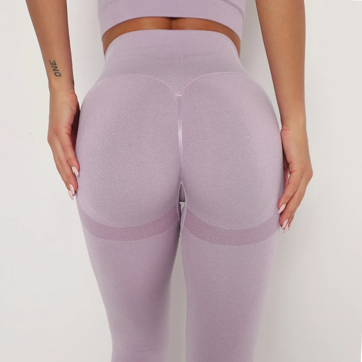 Hzori Seamless Knitted Smile Pants Moisture Wicking Yoga Pants Exercise Workout Pants Sexy Peach Hip Tight Bottoming