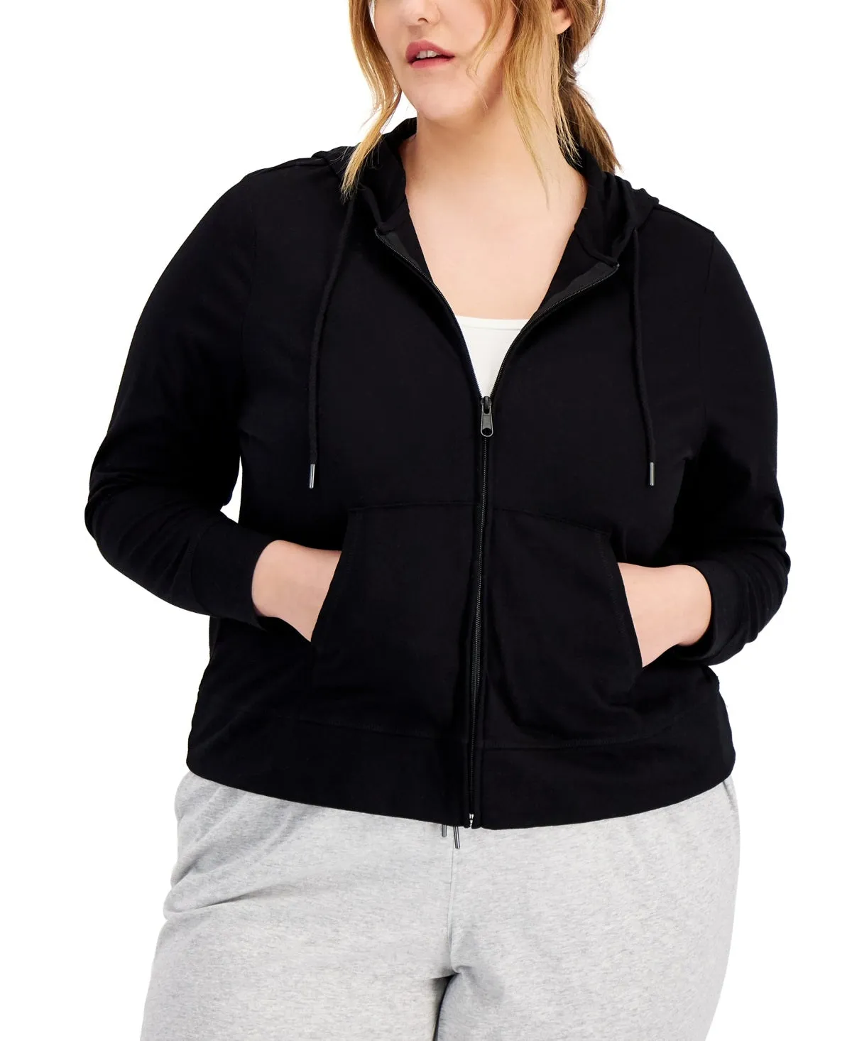 ID Ideology Women's Full Zip Hooded Jacket Black Size 1X