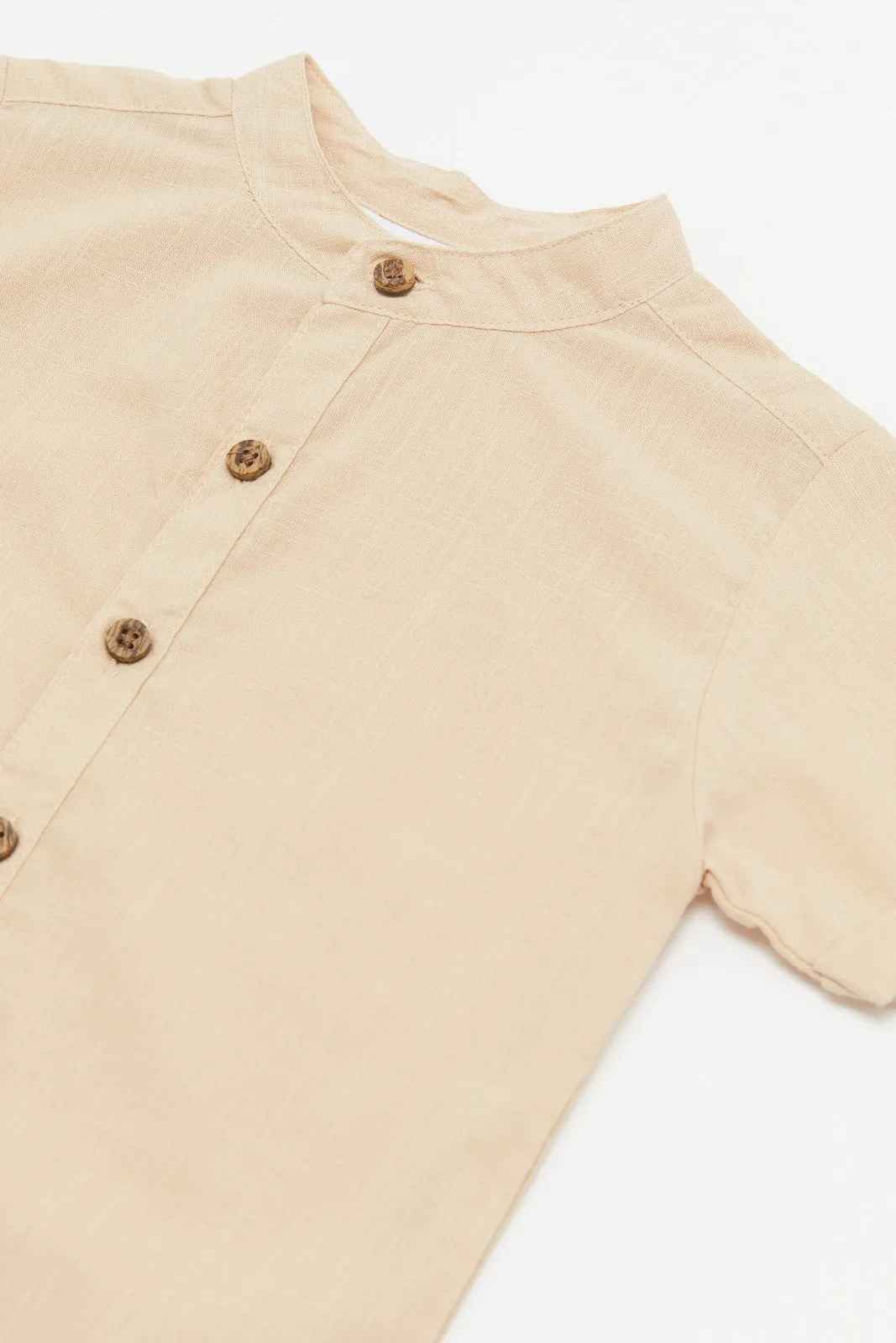 Infant Boys Beige Henley Shirt