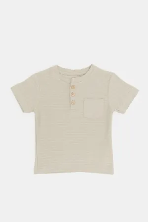 Infant Boys Beige Jacquard T-Shirt