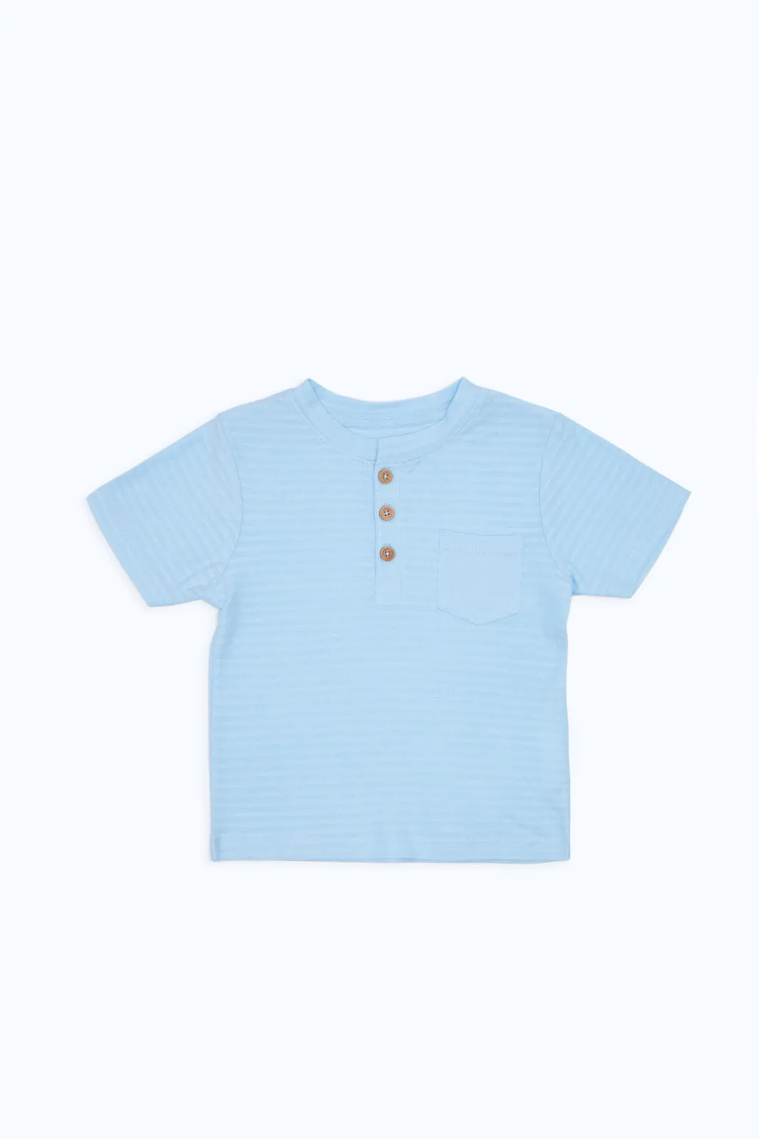 Infant Boys Blue Jacquard Henley T-Shirt