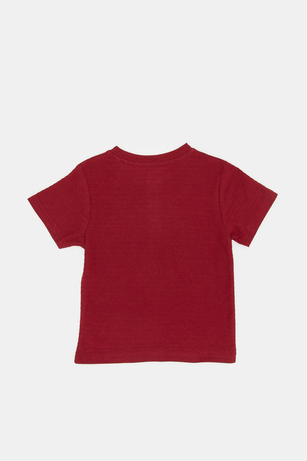 Infant Boys Burgundy Jacquard Henley T-Shirt