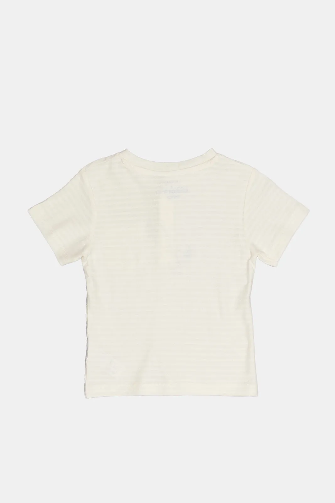 Infant Boys Cream Jacquard Henley T-Shirt