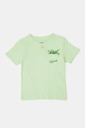 Infant Boys Green Pocket Henley Short Sleeve T-Shirt