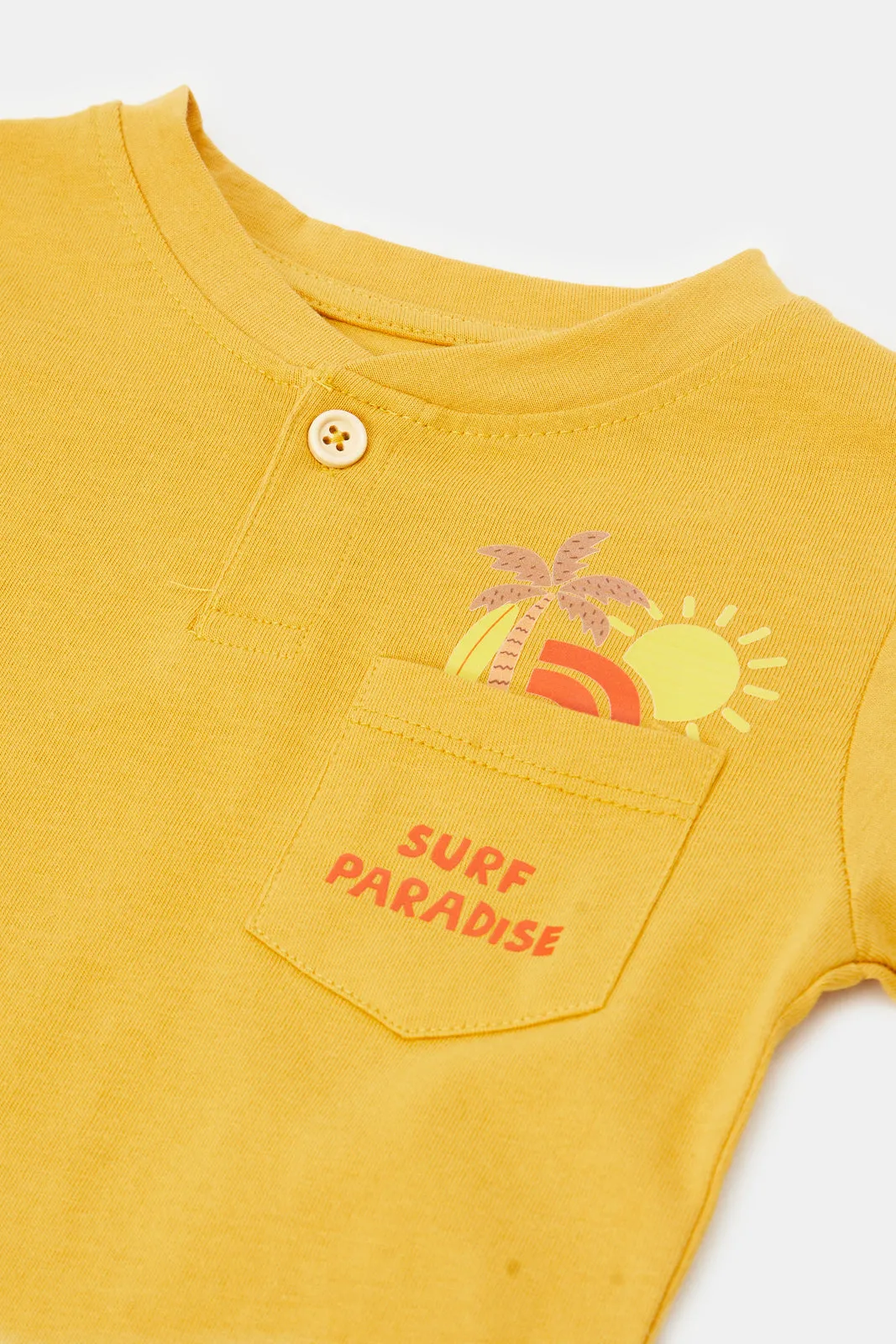 Infant Boys Mustard Printed T-Shirt