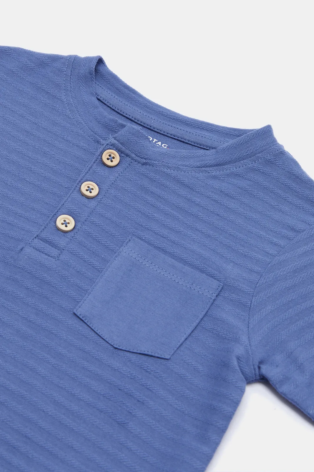 Infant Boys Navy Jacquard Henley T-Shirt