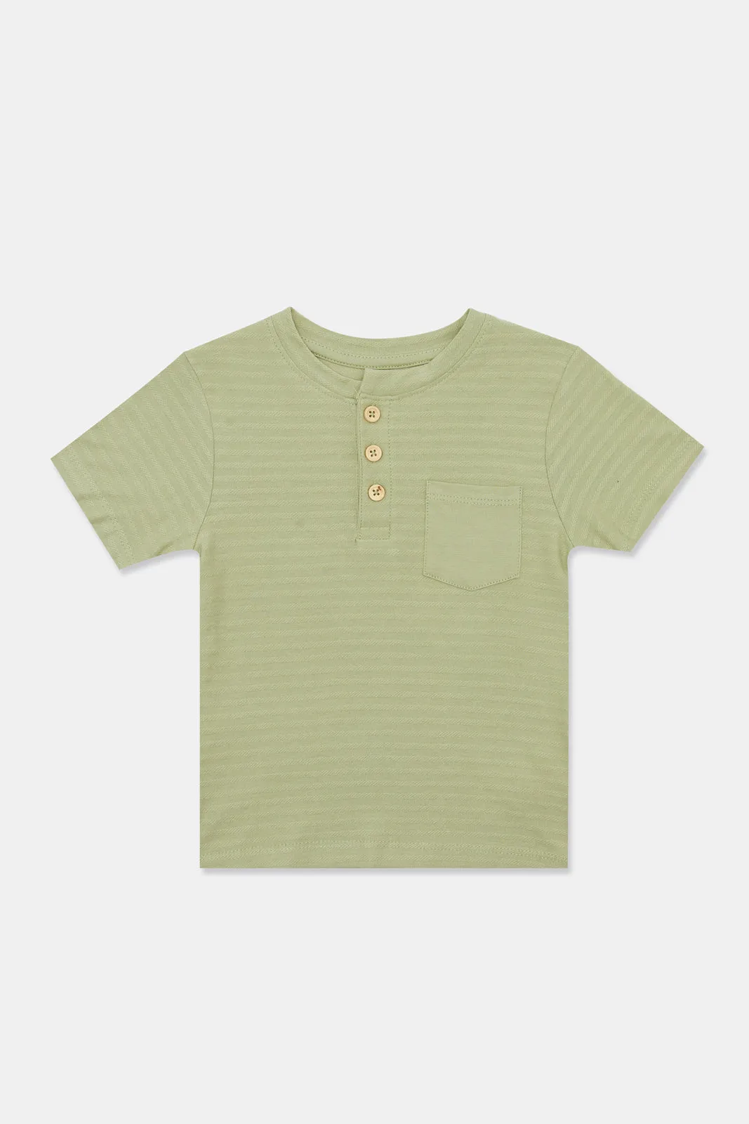 Infant Boys Olive Jacquard Henley T-Shirt