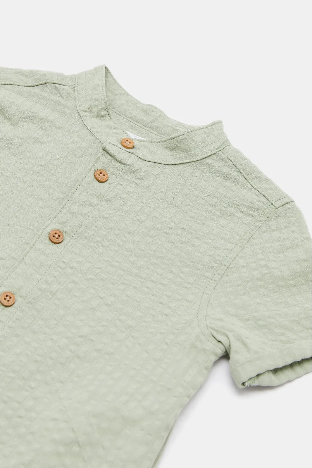 Infant Boys Olive Mandarin Henley Shirt