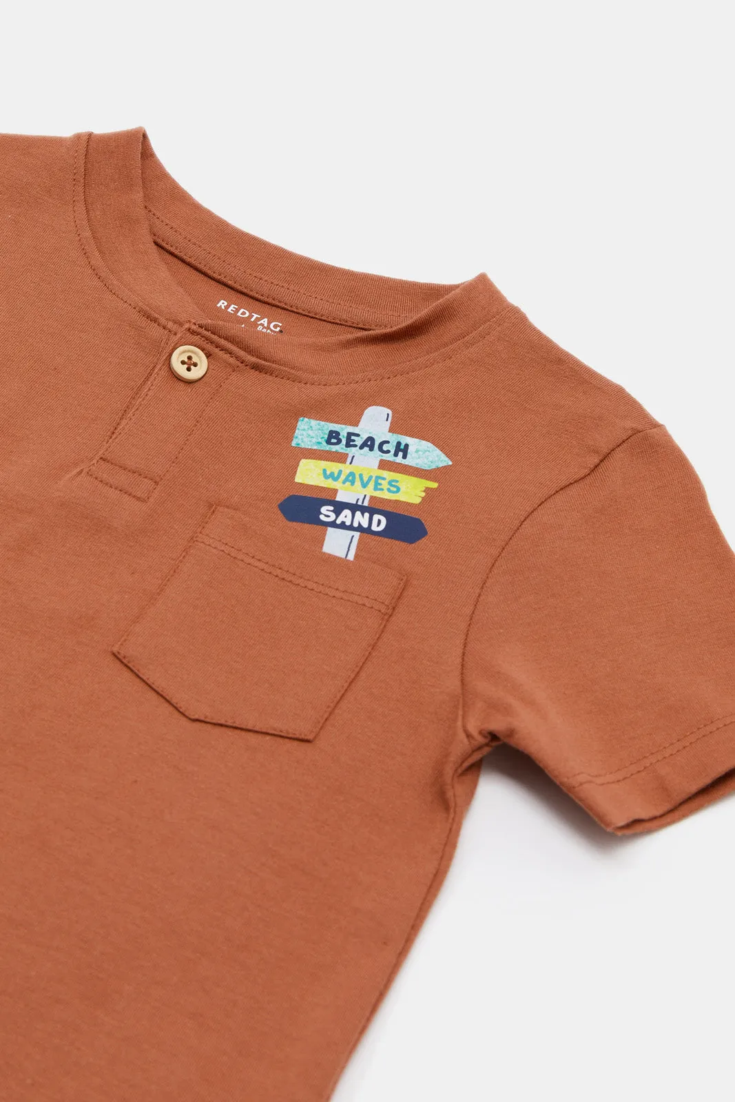 Infant Boys Tan Pocket Henley