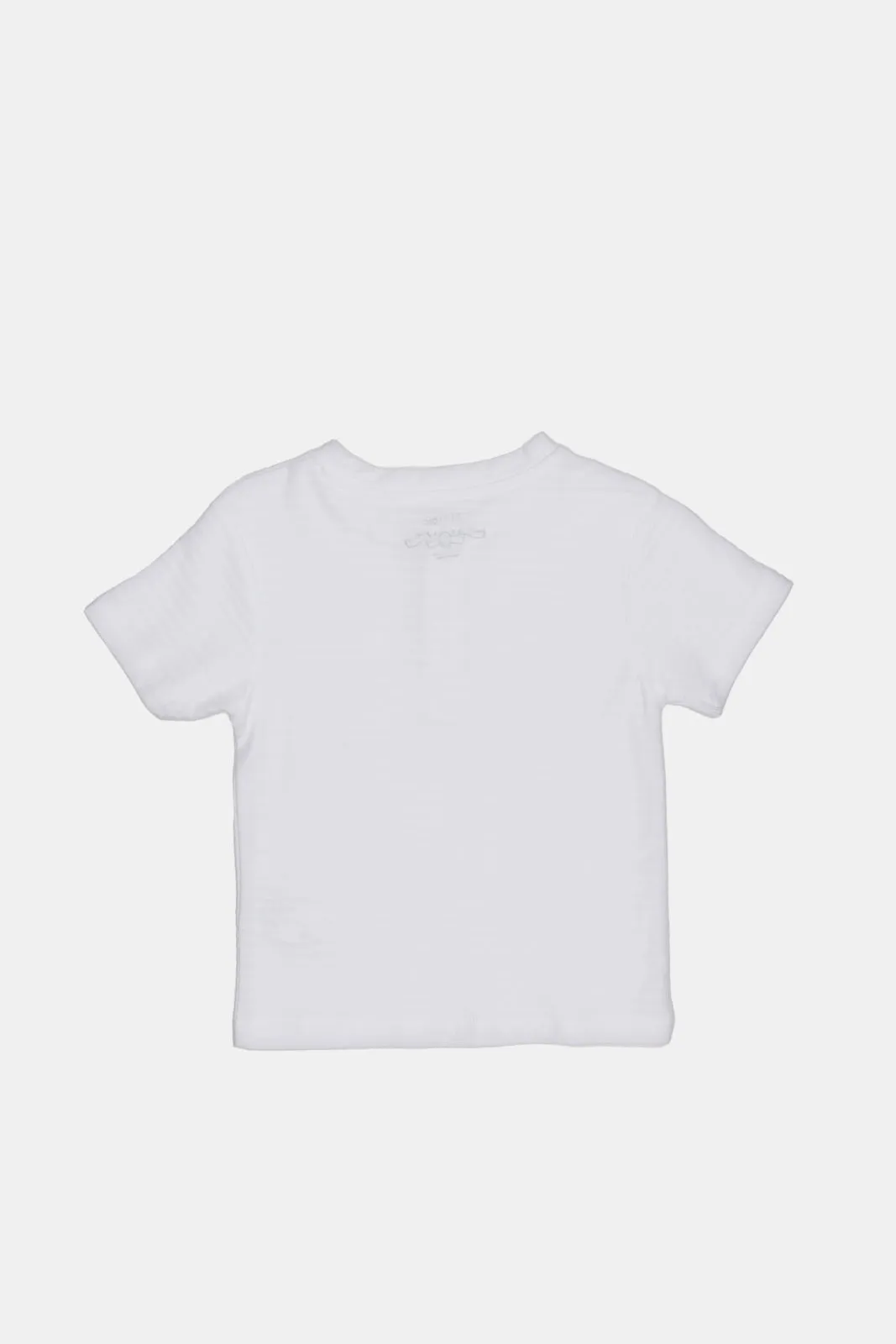 Infant Boys White Jacquard Henley T-Shirt