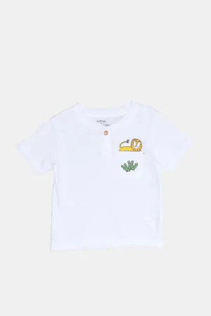 Infant Boys White Pocket Henley T-Shirt