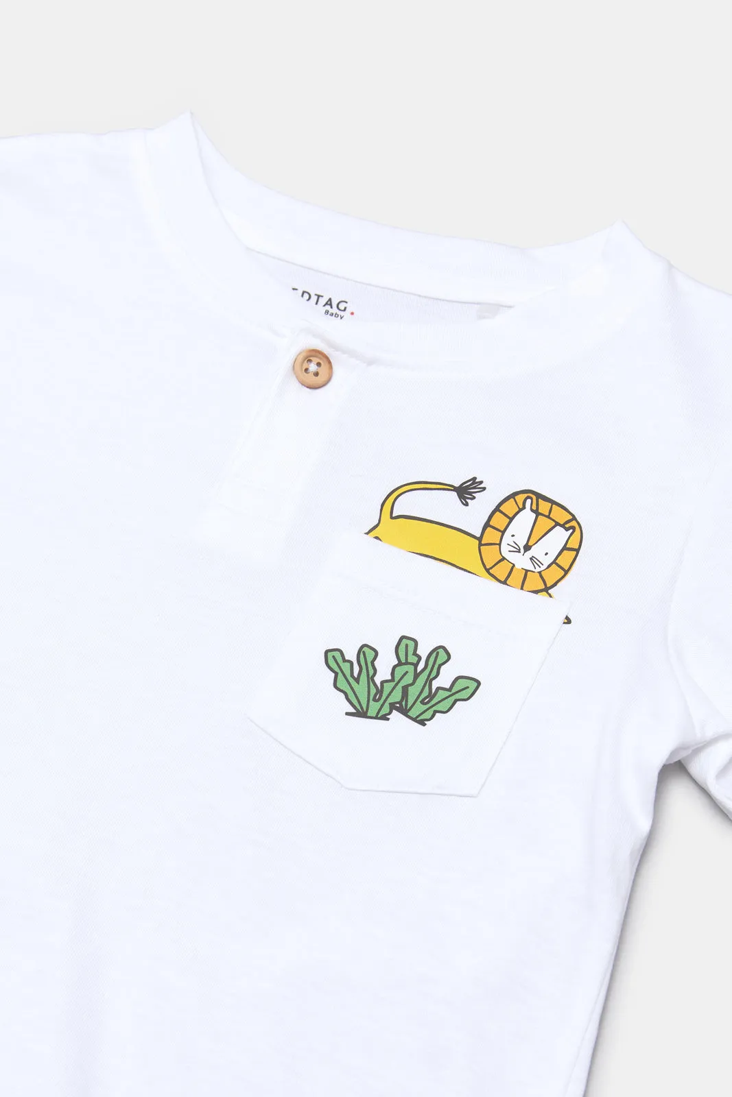 Infant Boys White Pocket Henley T-Shirt