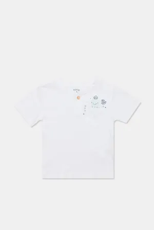 Infant Boys White Pocket Henley