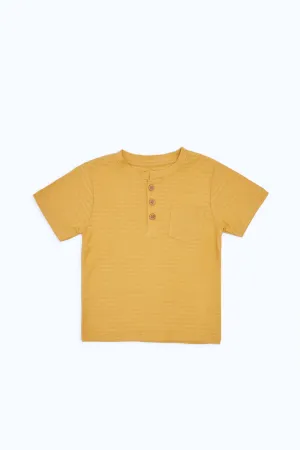 Infant Boys Yellow Jacquard Henley T-Shirt