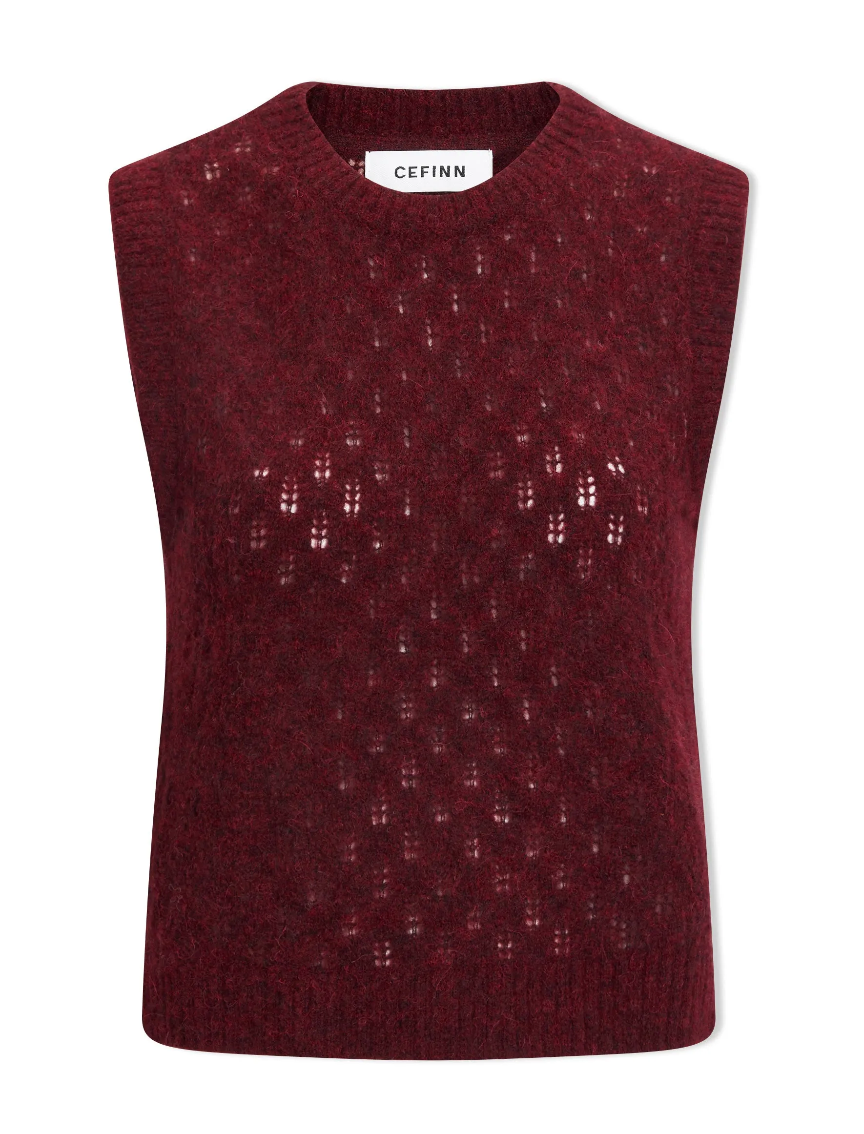 Jeanette Alpaca Sleeveless Jumper - Burgundy