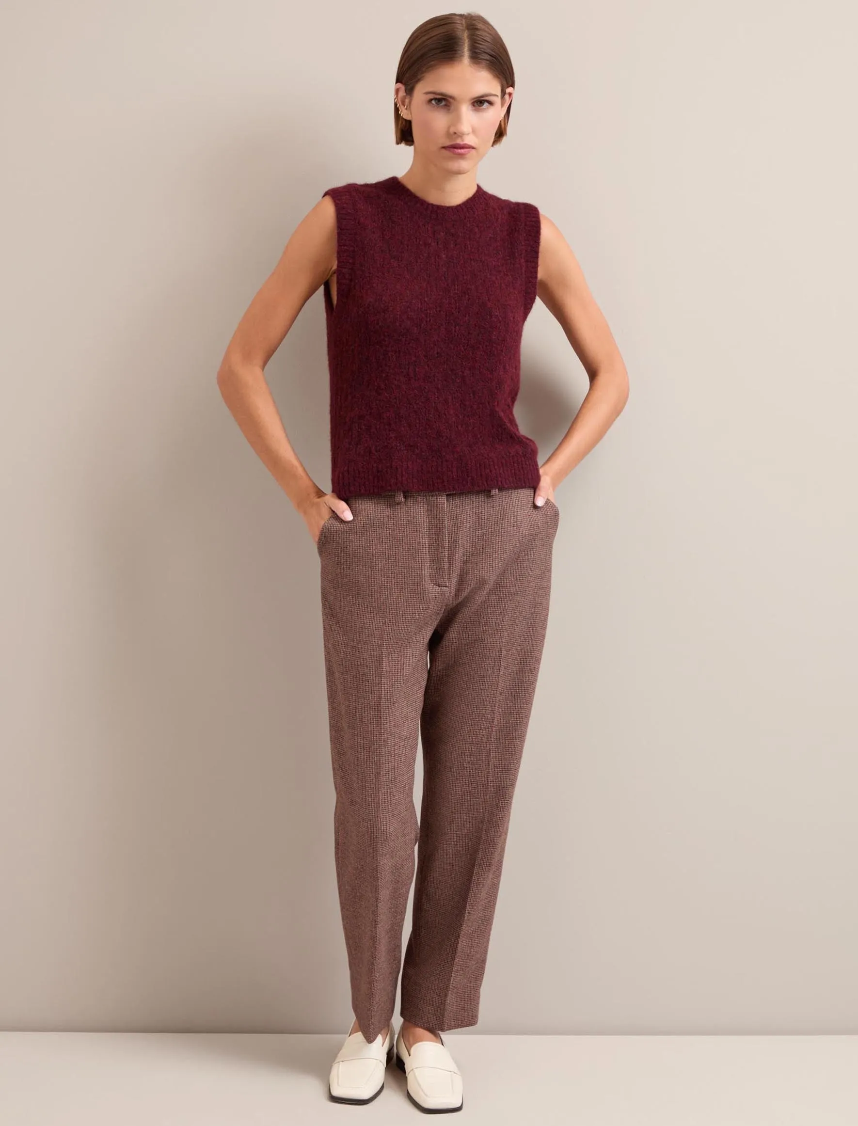 Jeanette Alpaca Sleeveless Jumper - Burgundy