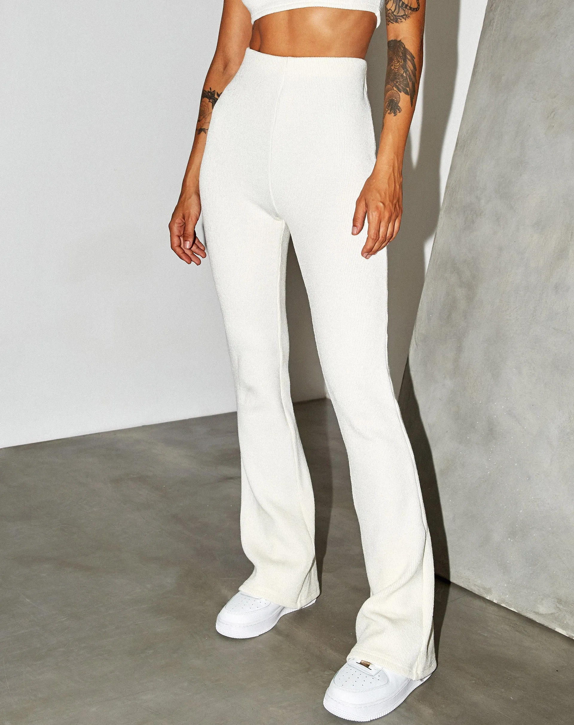 Jiva Flare Trouser in Rib Cream