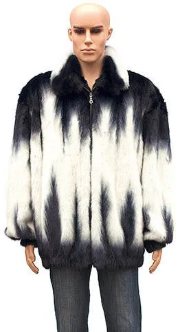 Kashani White Black Full Mink Bomber Fur Coat