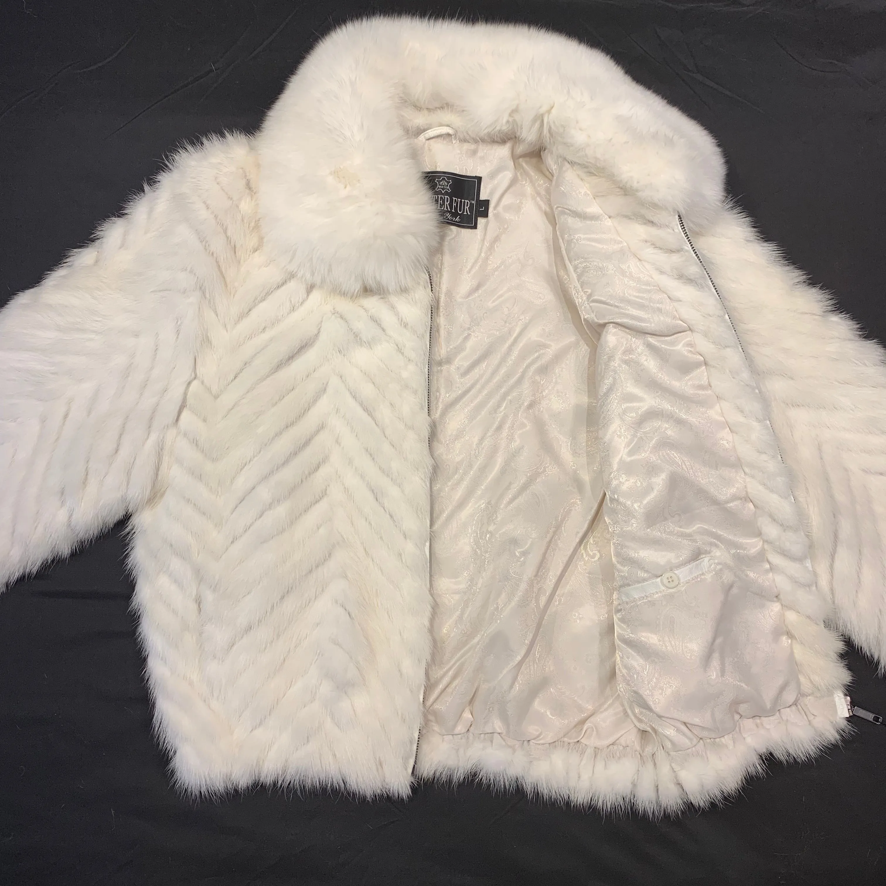 Kashani Women's White Mink Tail Fur Coat