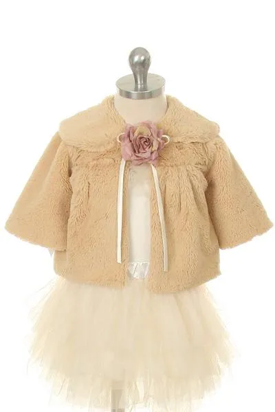 Kids Dream Pink & Champagne Faux Special Occasion Half Coat Girls 2-10