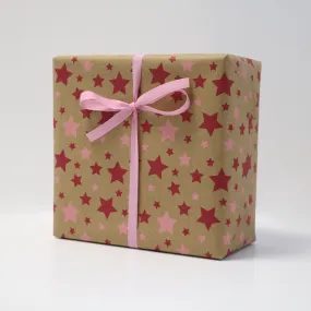 Kraft Stars Pink Giftwrap Counter Roll