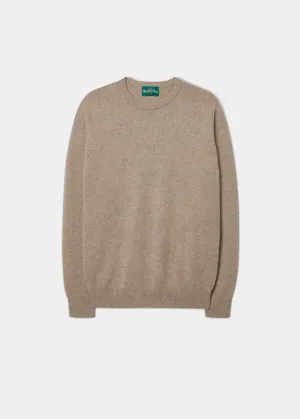 Lenzie Men's Lambswool Jumper In Mushroom - Regular Fit