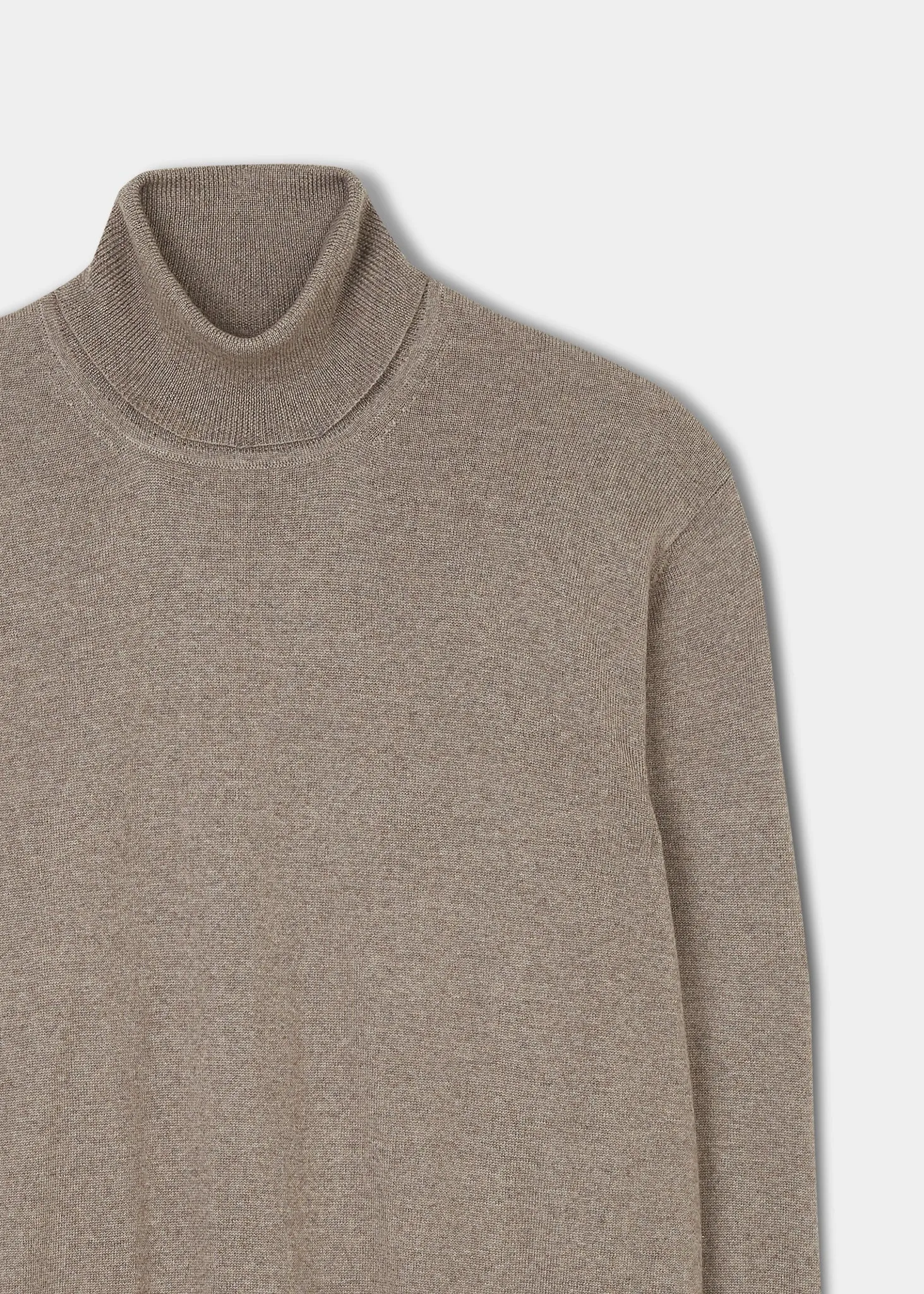 Linton Merino Wool Roll Neck Jumper in Mushroom - Regular Fit