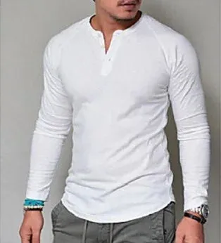 LONG SLEEVE V-NECK COTTON T-SHIRT