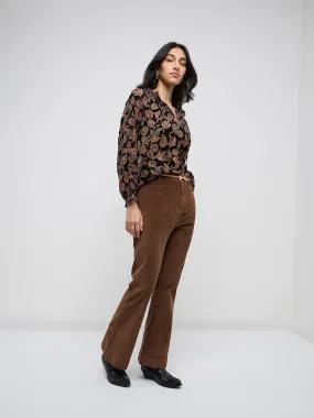 LOV Brown Wide Leg - Fit High - Rise Corduroy Jeans